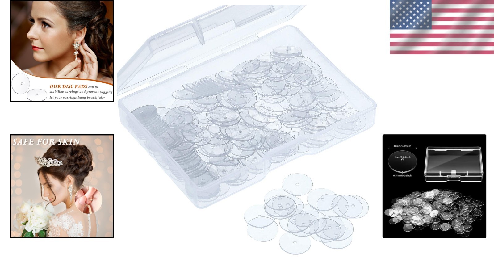 200 Pcs Clear Earring Stabilizer Discs – Prevent Sagging & Stretching