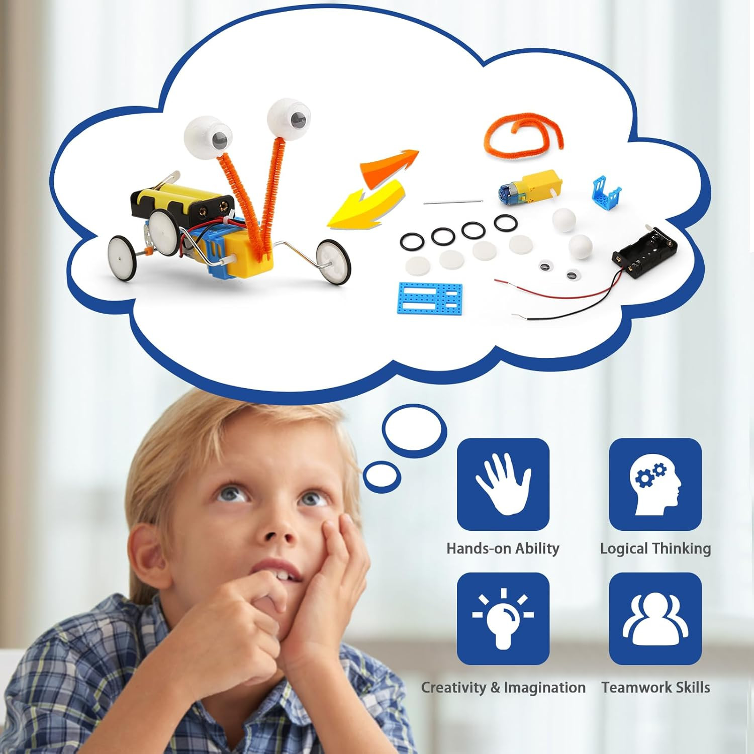 4 Set Bulk Robot Kits for Kids 8-12, STEM Crafts Robotics Science Projects STEM