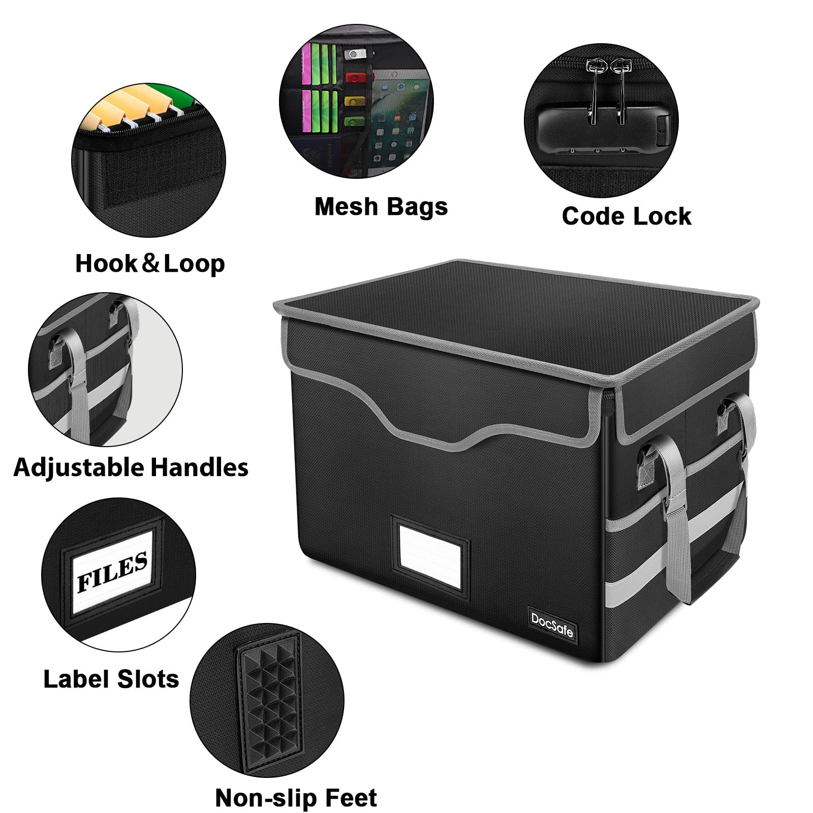 DocSafe Fireproof Document Box with Lock and Wheels
