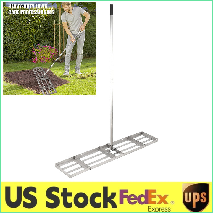 30"/36"/48"Heavy Duty Ground Plate Lawn Leveling Rake W/Stainless Steel Handle