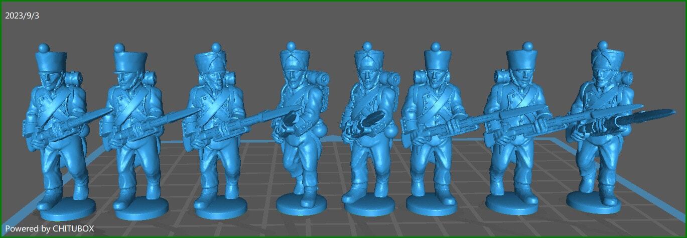 28mm French Line Infantry Btg 1808-12 Advancing with campaign dress