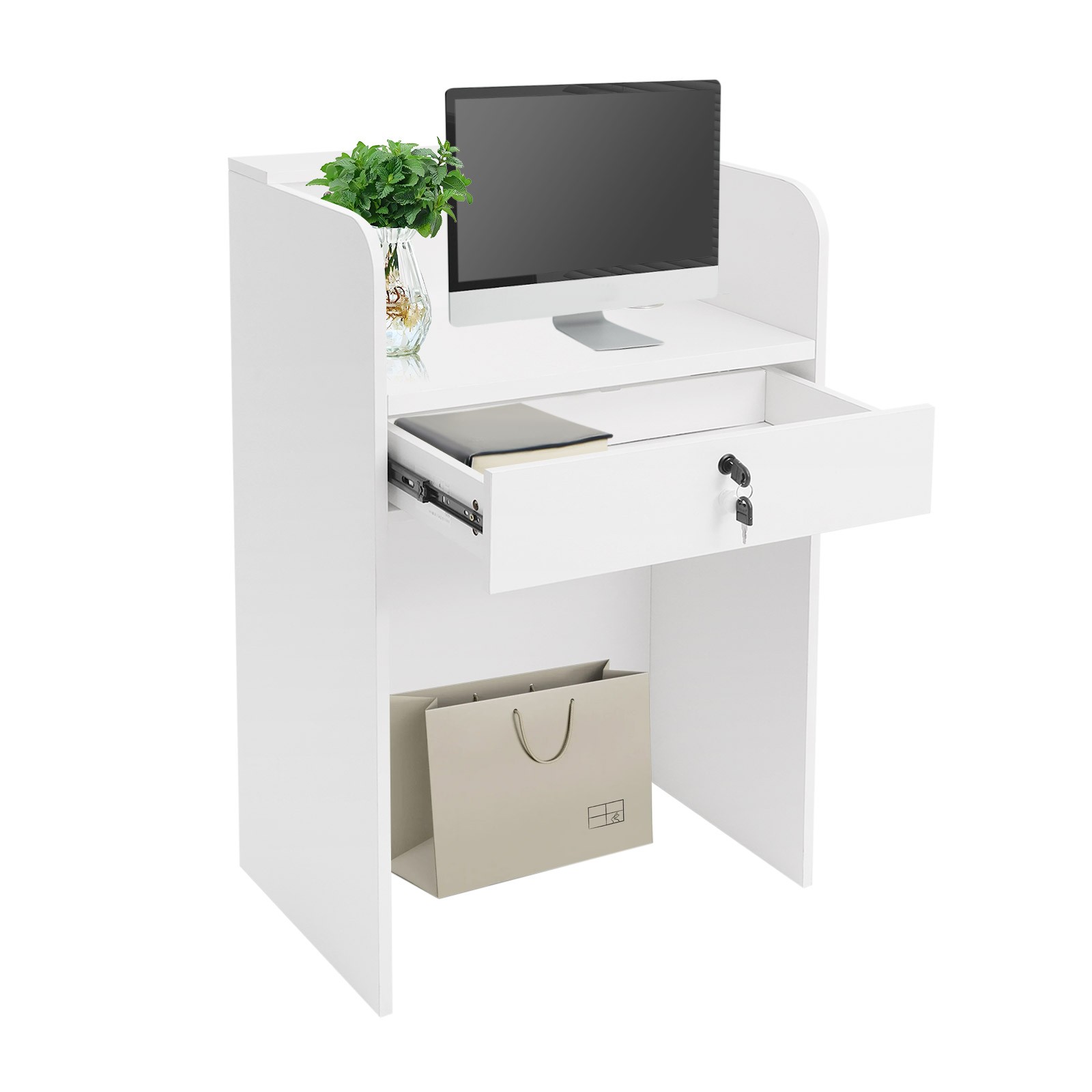 Modern Reception Desk For Checkout Reception Counter With A Lockable Drawer