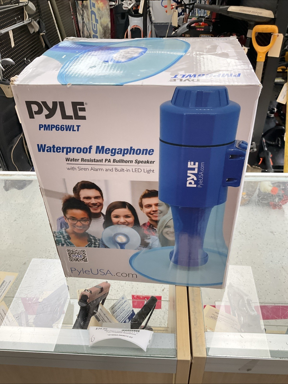 Pyle Waterproof Megaphone PA Bullhorn Speaker with Siren Alarm Light 219944