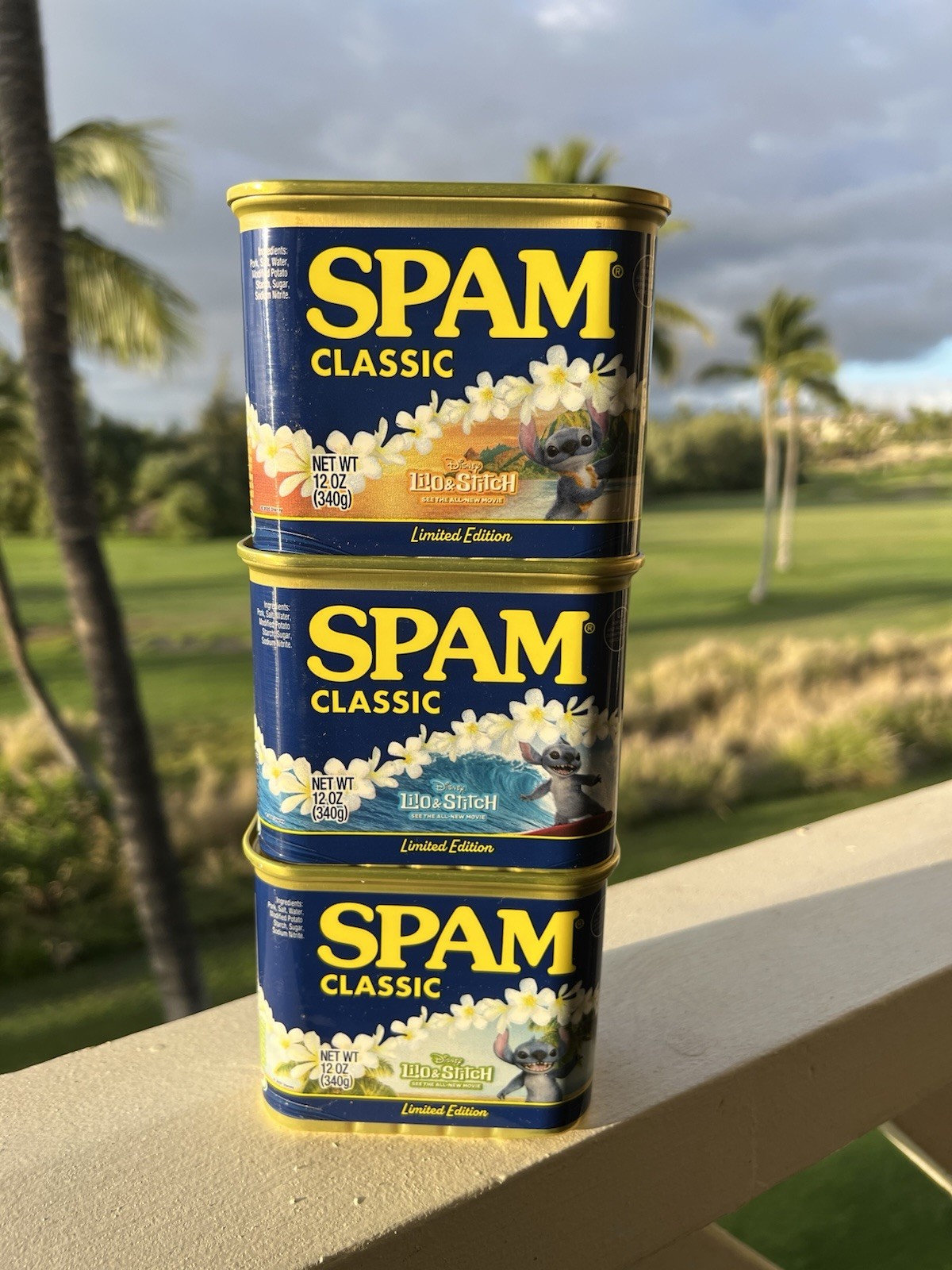 *NEW Disney Lilo & Stitch Limited Edition Set of 3 Spam Can Hula Lei Surfing
