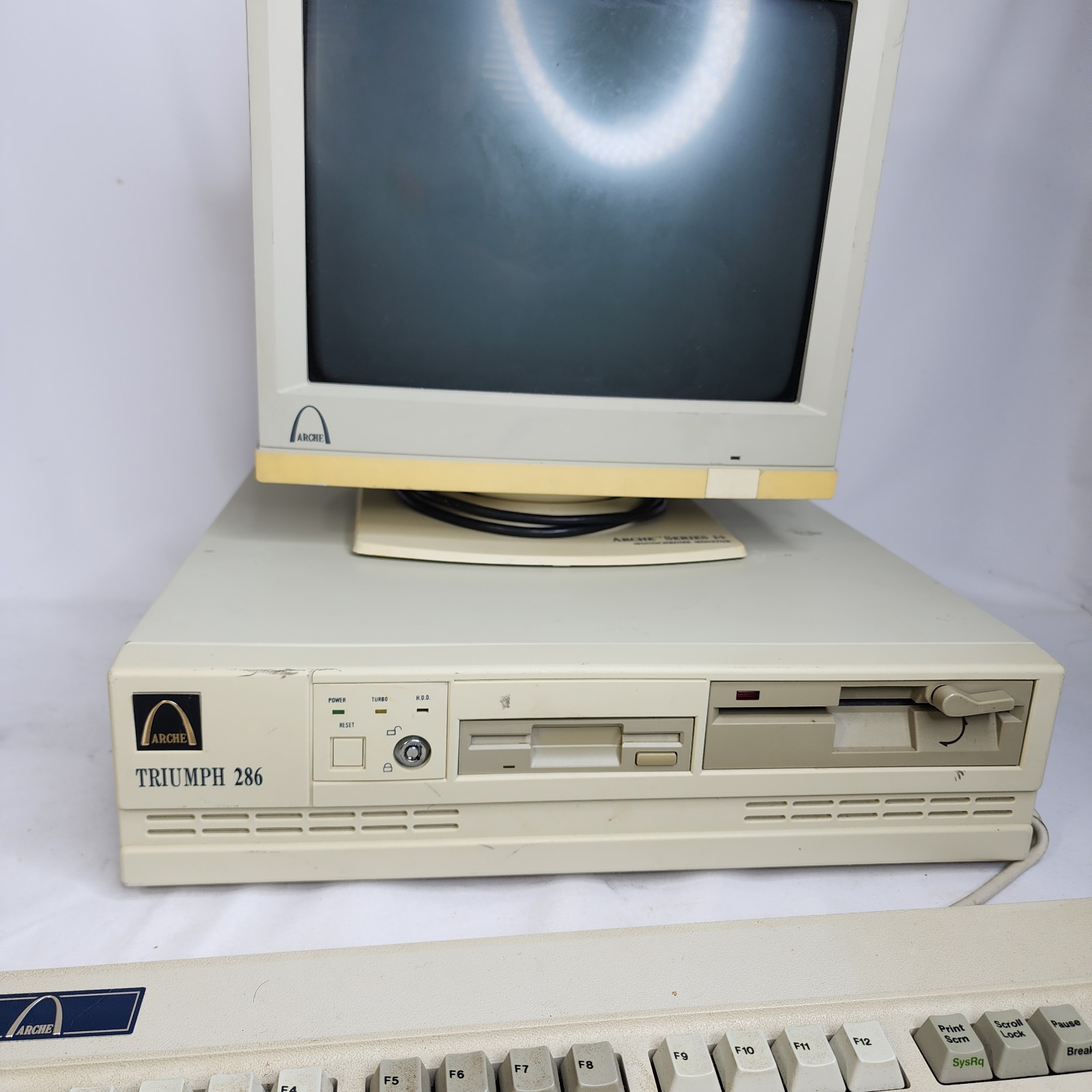 Arche Triumph 286 PC System & Space Invader Keyboard Matching Set Rare Vintage