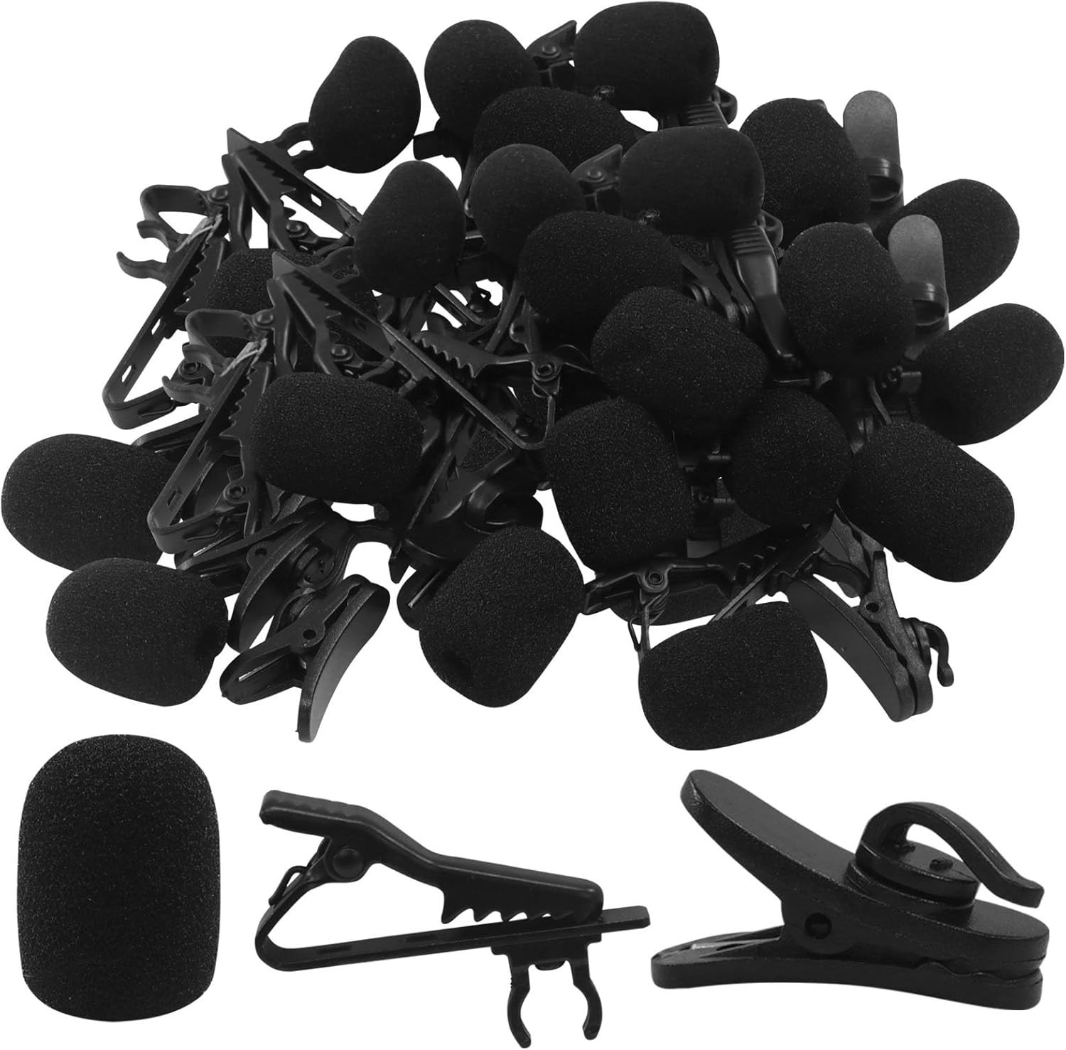 Professional Lavalier Microphone Clips with Windscreen Covers – 12 Pack Set