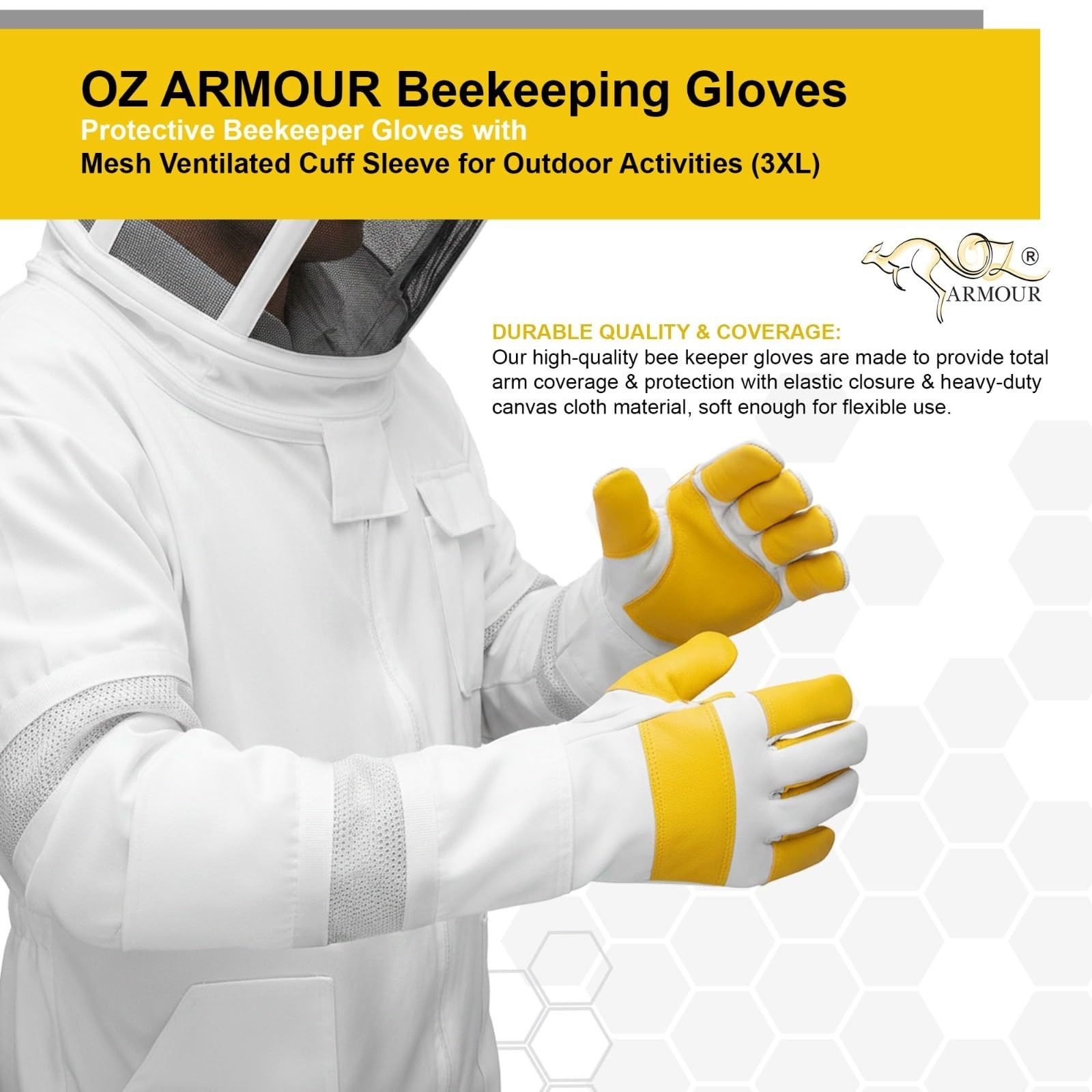 Beekeeping Gloves - Protective Beekeeper Gloves with Mesh Ventilated Cuff Sle...