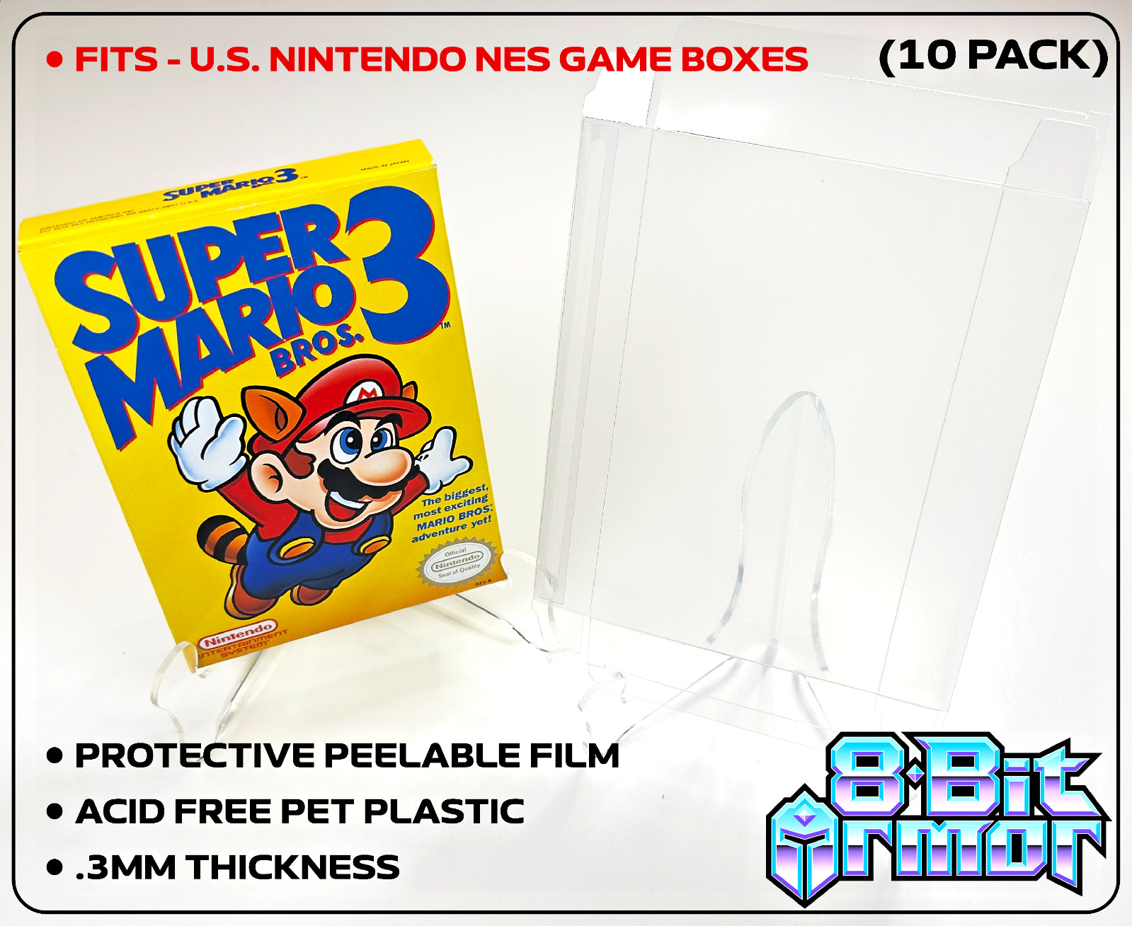 10 Box Protectors for Nintendo NES Video Game Boxes Clear Display Cases