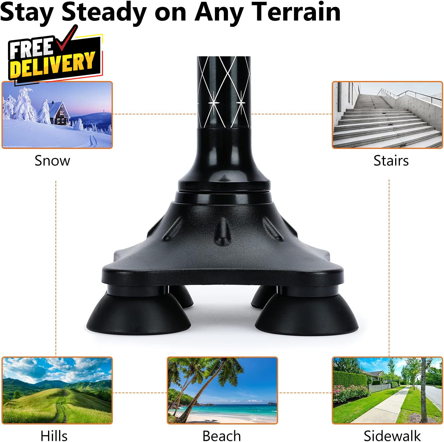 Folding Walking Cane with LED Light for Women & Men Foldable Adjustable Collap..
