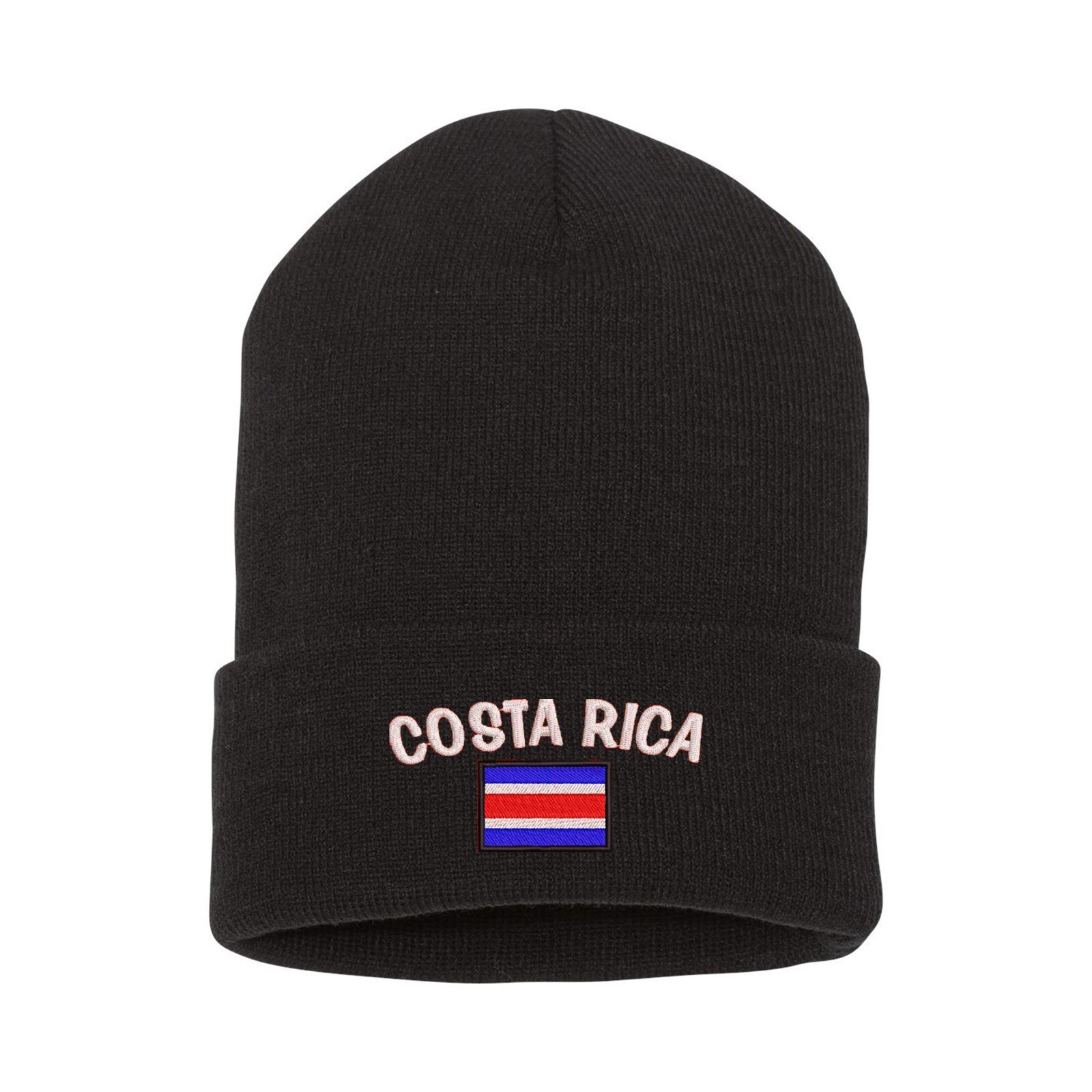 Costa Rica flag embroidered beanie hat, country flag embroidered beanie hat