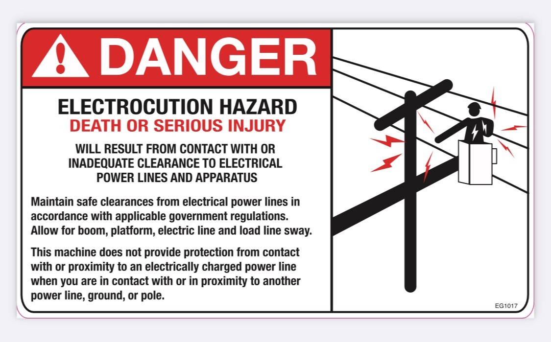 DANGER Electrocution Hazard Decal Sticker Warning Bucket Truck 7" x 4"