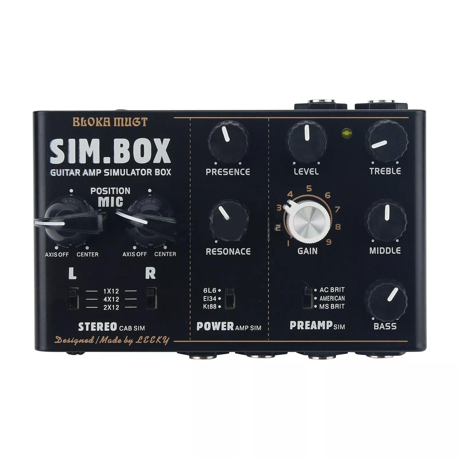 Black SIM BOX Electric Guitar Amp Simulator Box Cabinet Simulator Effect Pedal