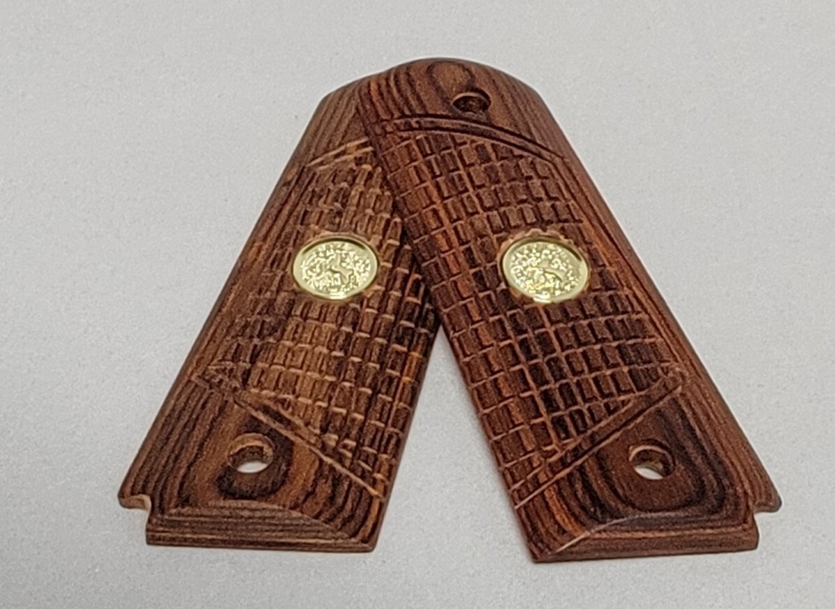 1911 Rosewood Outback Full-size Grips with Gold Colt Medallions