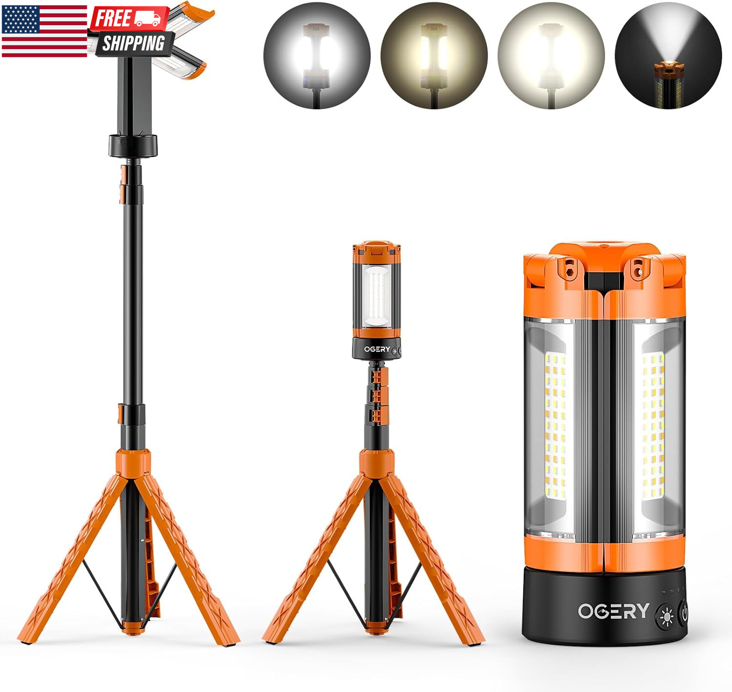 Rechargeable 10000Mah Camping Light with Stand 6.5 Ft Max Height, Cordless Work