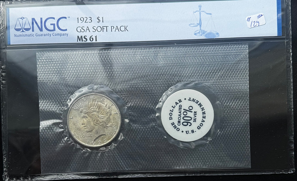 1923 Peace Dollar NGC MS61 GSA Soft Pack Original Government 90% Silver Dollar