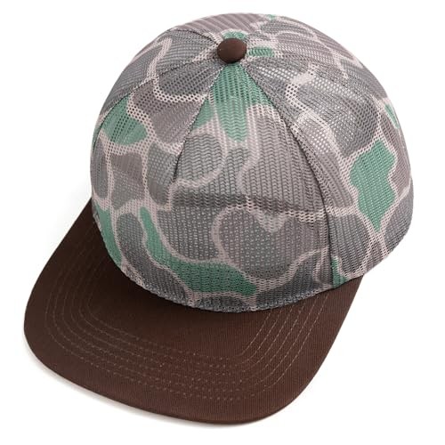 MEINICY Mesh Flat Bill Snapback Hat, 5-Panel Adjustable Blank Camouflage