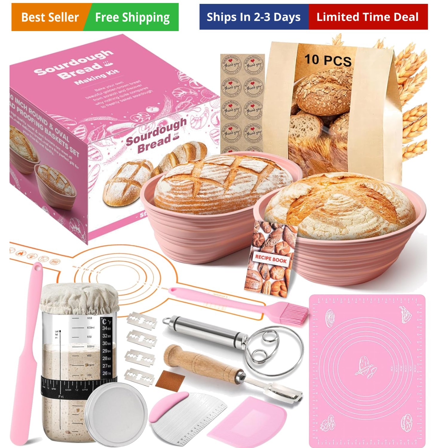 Sourdough Starter Kit, 15 Pcs Sour Dough Bread Baking Supplies for Beginners ...