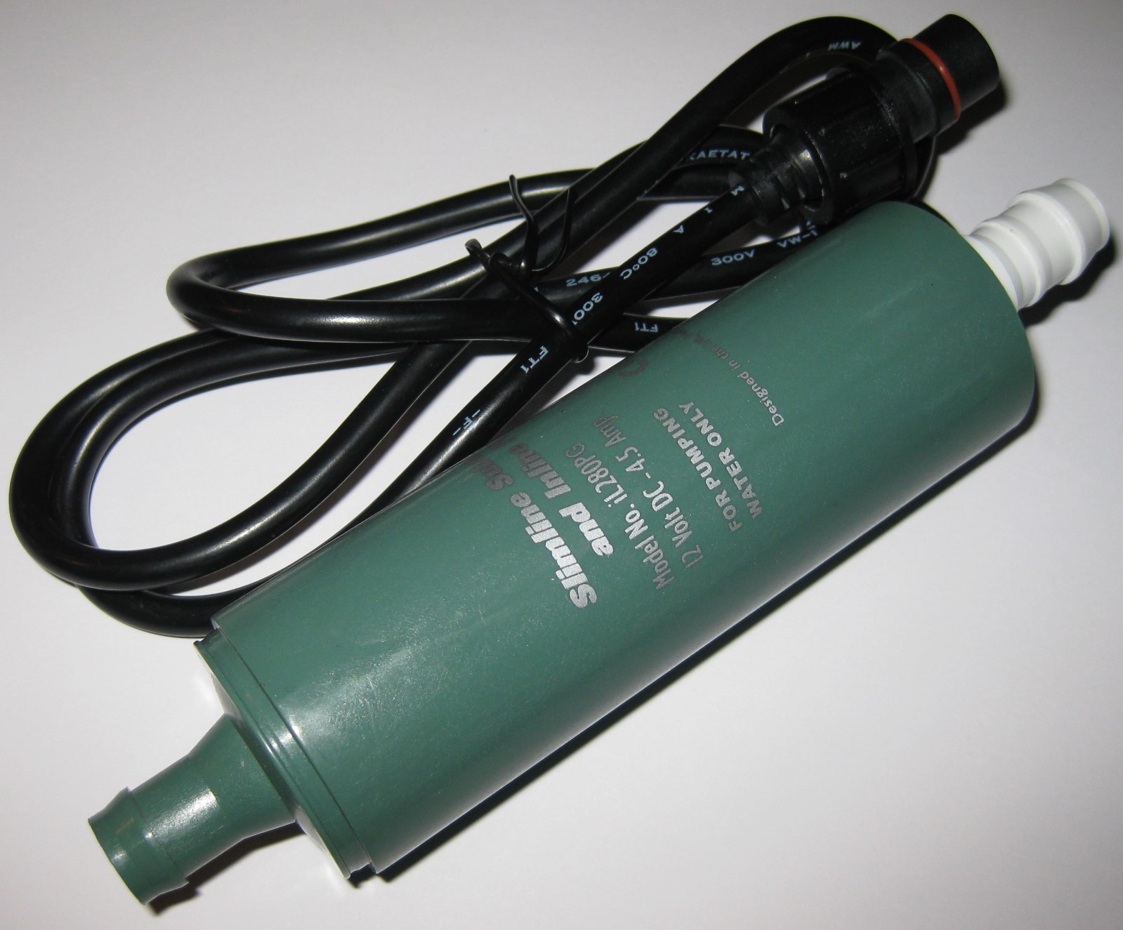 Rule iL280PG In-Line Submersible Water Pump - 12 V DC - 280 GPH - 1080LPH 14PSI