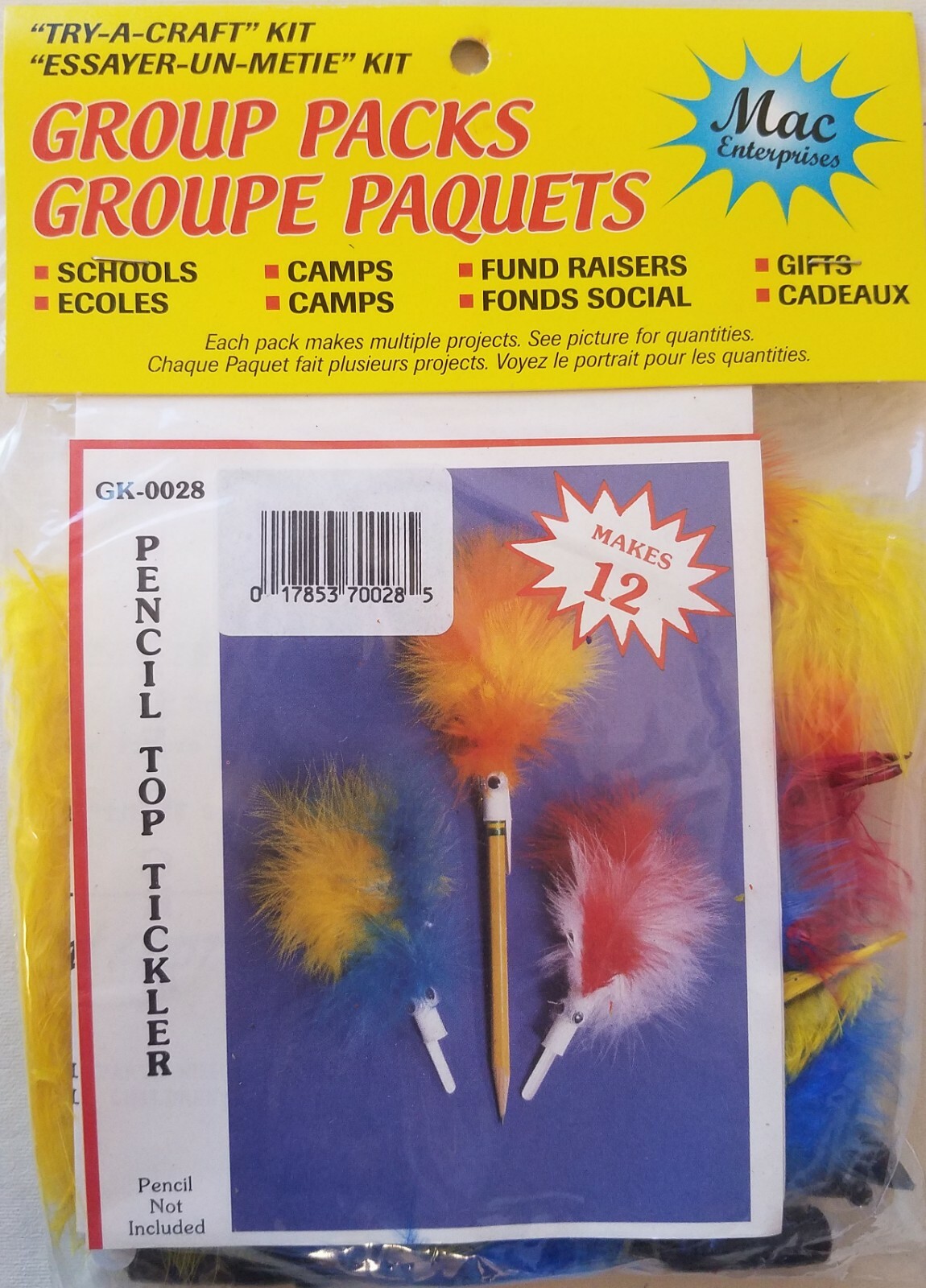 Feathered Pencil Toppers Kids' Group Craft Project Kit VTG Merri Mac Enterprises