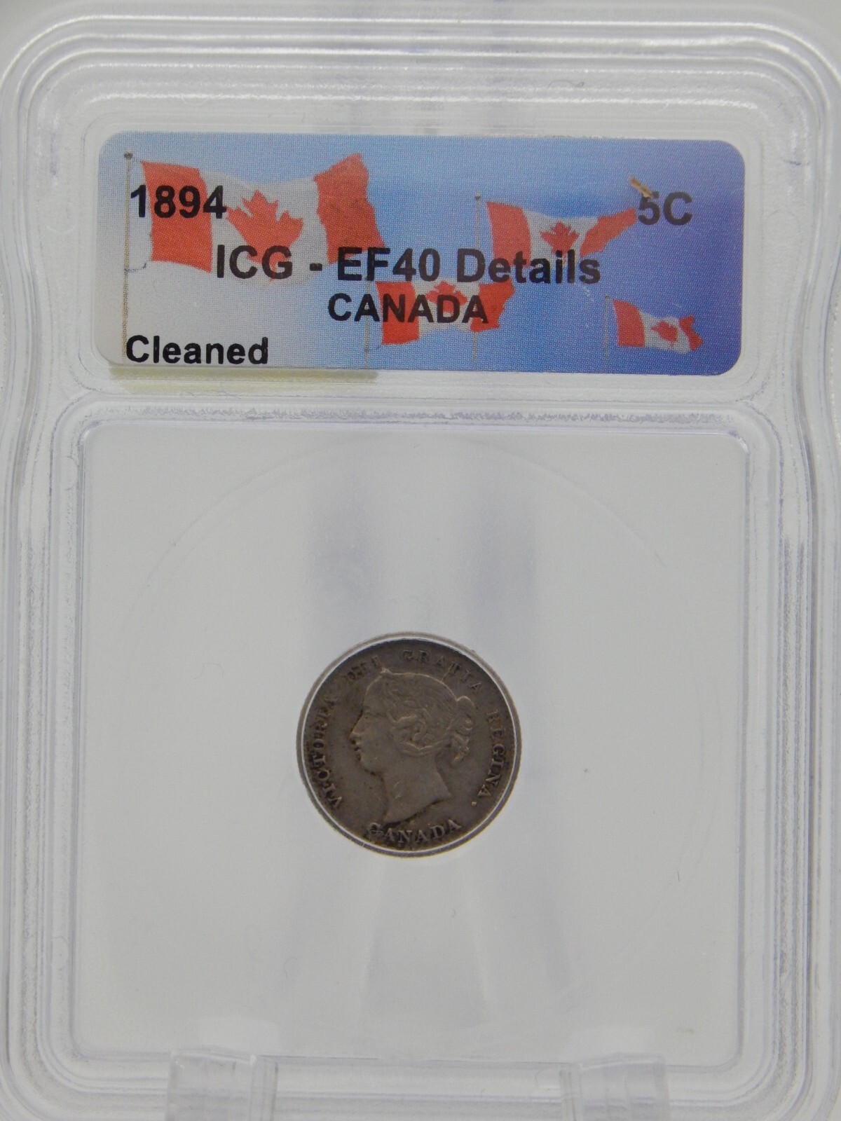 1894 Canada 5 Cent Piece Coin - Nickel - ICG Graded EF 40 (BT781)