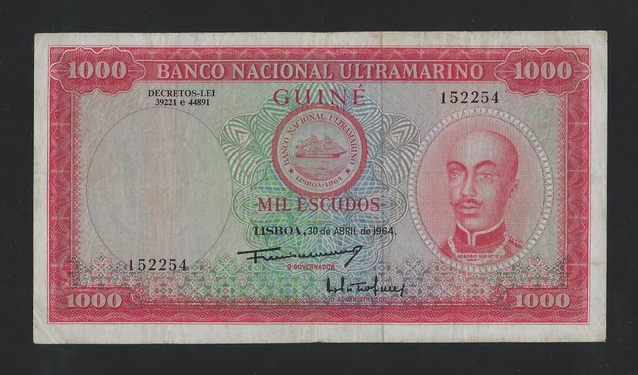 Portugal PORTUGUESE Guinea 1000 Escudos 1964 P-43 VF