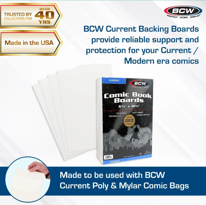 BCW (New) 25 Pack - Current/Modern Size Comic Book Board & Bag Set