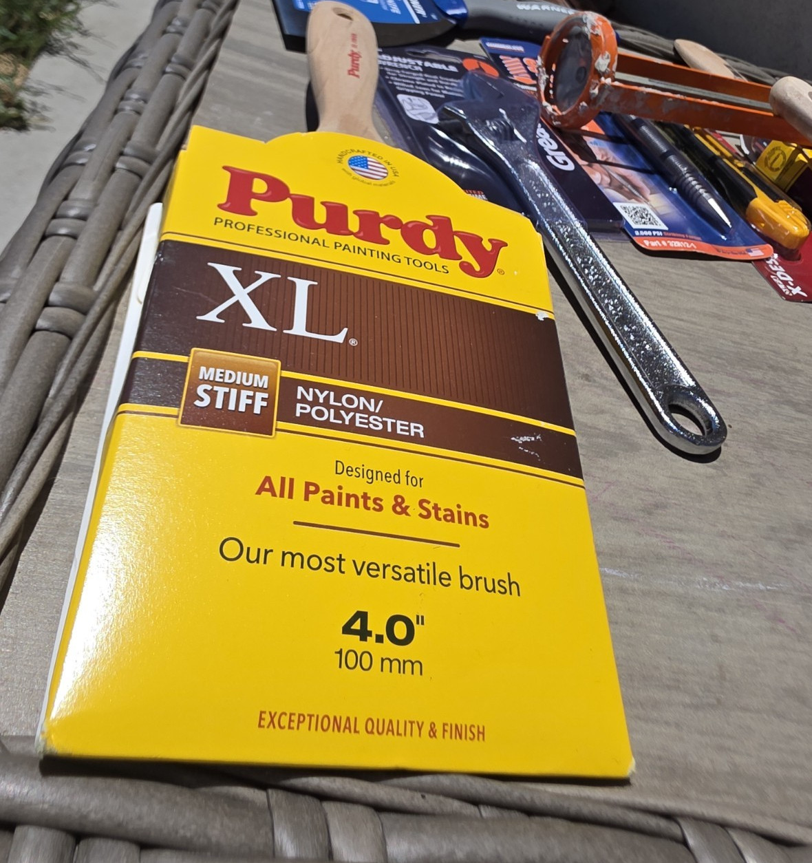 Purdy XL 4 in Flat Paint Brush Medium Stiff Nylon/Polyester Blend