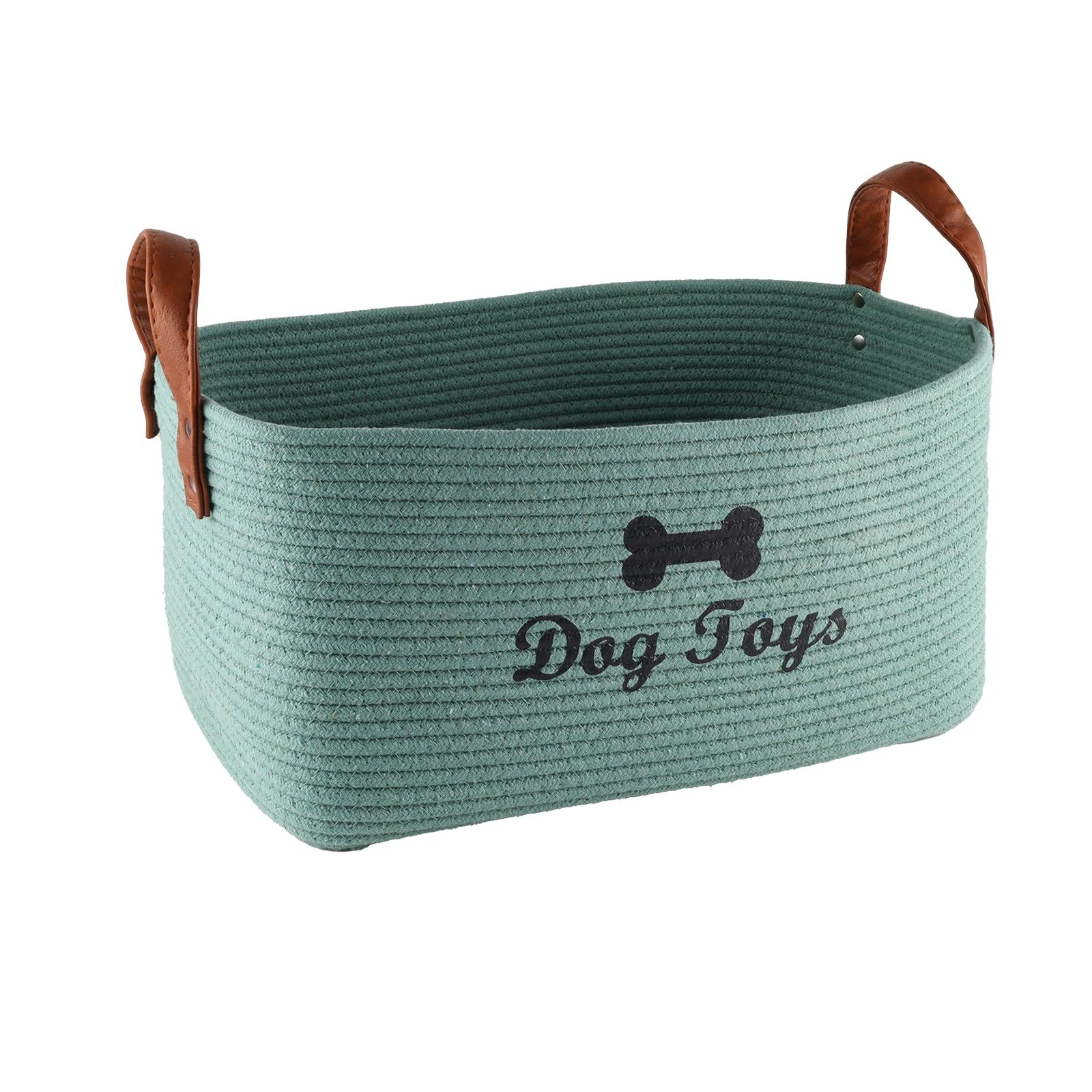 Brabtod Large Cotton Rope Dog Toy Basket Storage 16.5x10.6x7.5 Pet Toy Bin Puppy
