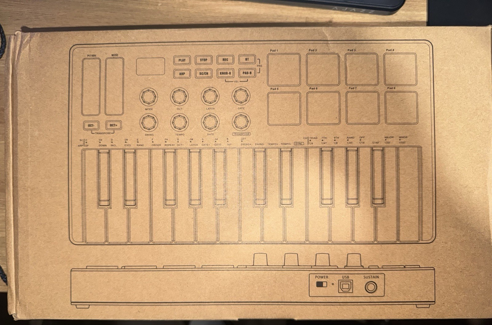M-VAVE SMK-25 Bluetooth MIDI Keyboard Controller 25-Key 8 Backlit Drum Pads!