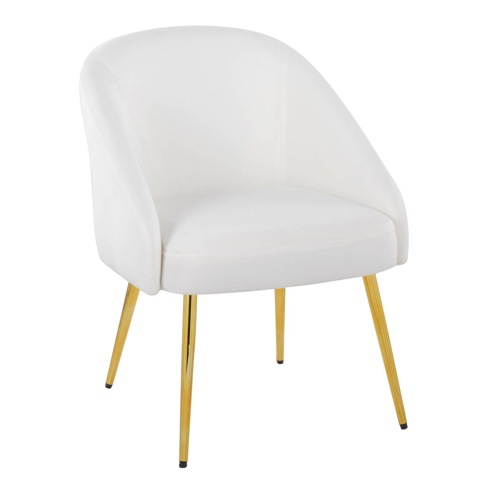 Shiraz Contemporary/Glam Chair in Gold Metal and White Velvet by