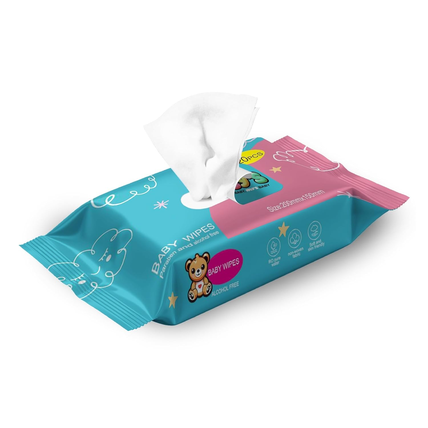 Baby Wipes Unscented Wet Wipes 99% Water Based with Aloe Vera Fragrance Free