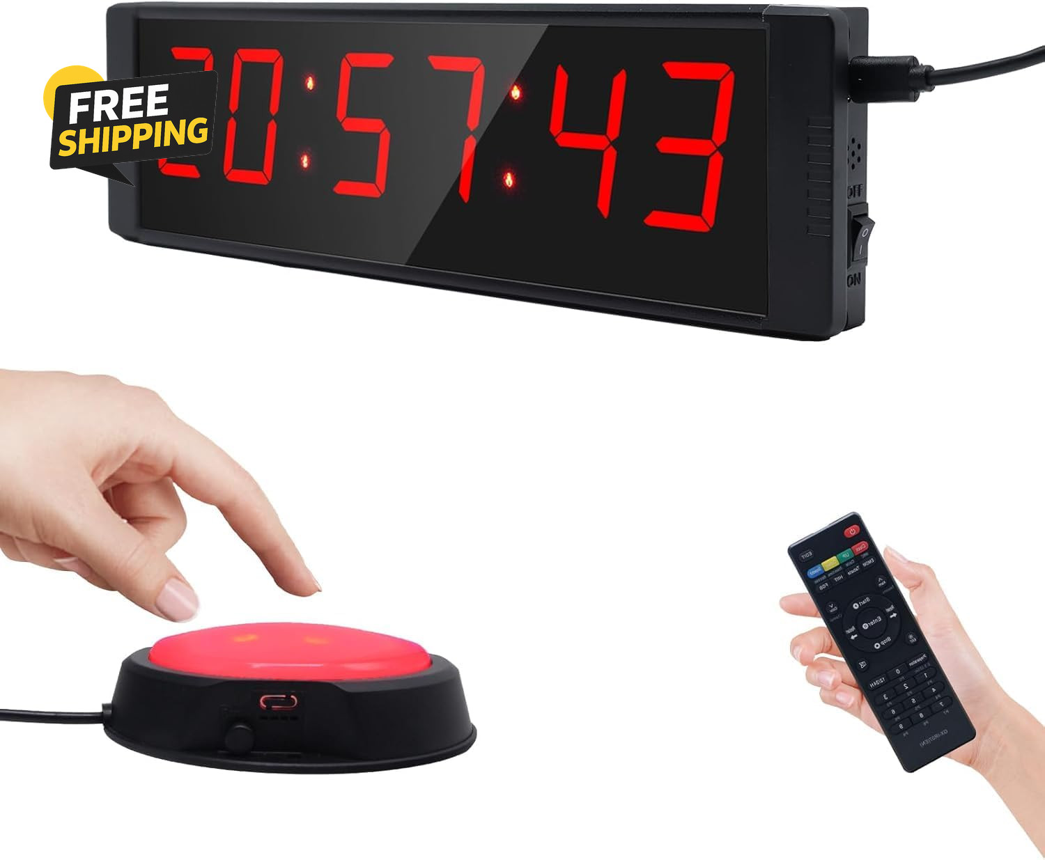 Large LED Gym Timer Stopwatch Countdown Clock Remote Workout Interval Timer Home