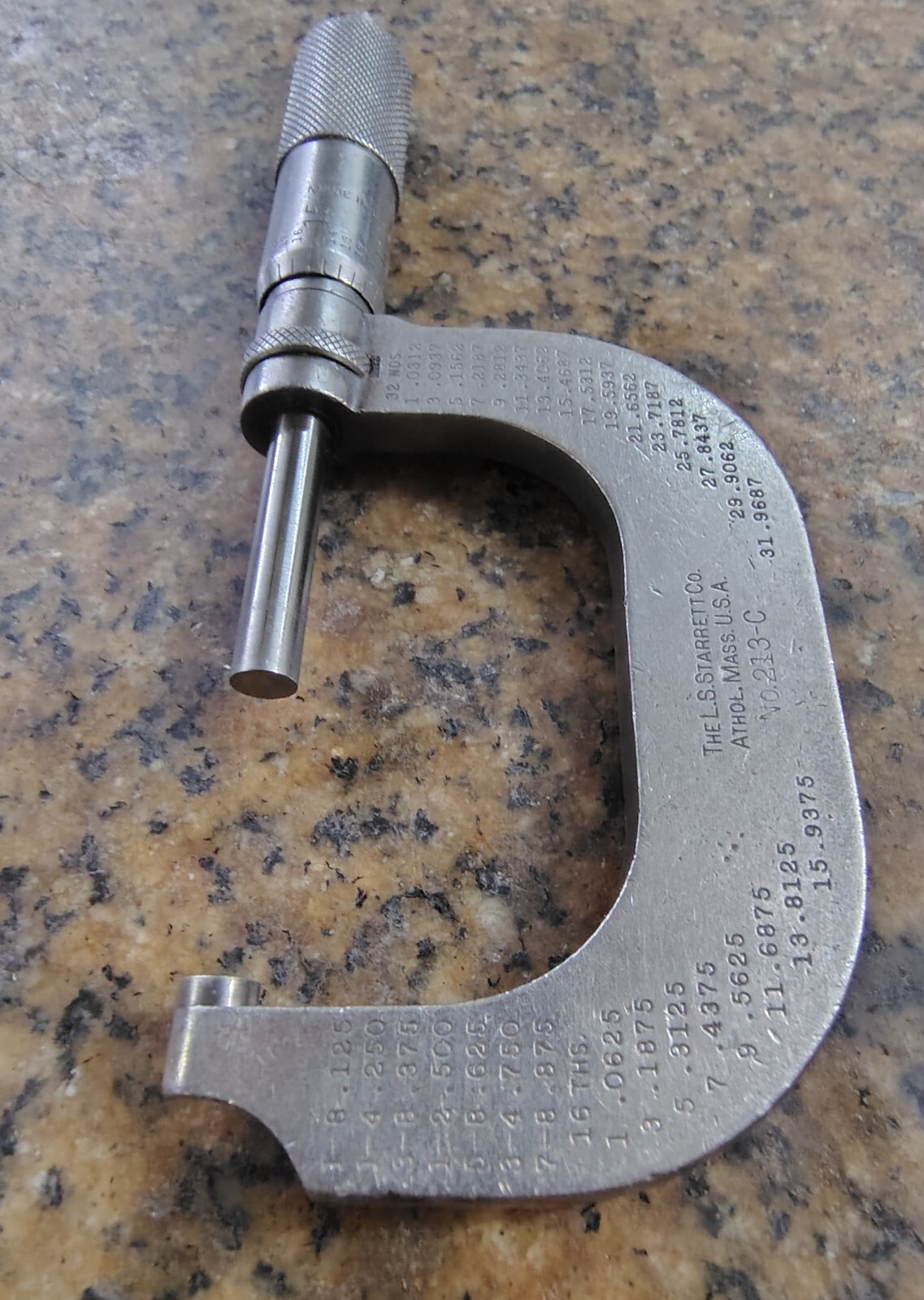 🗽VINTAGE STARRETT No.213-C 1-2" MICROMETER