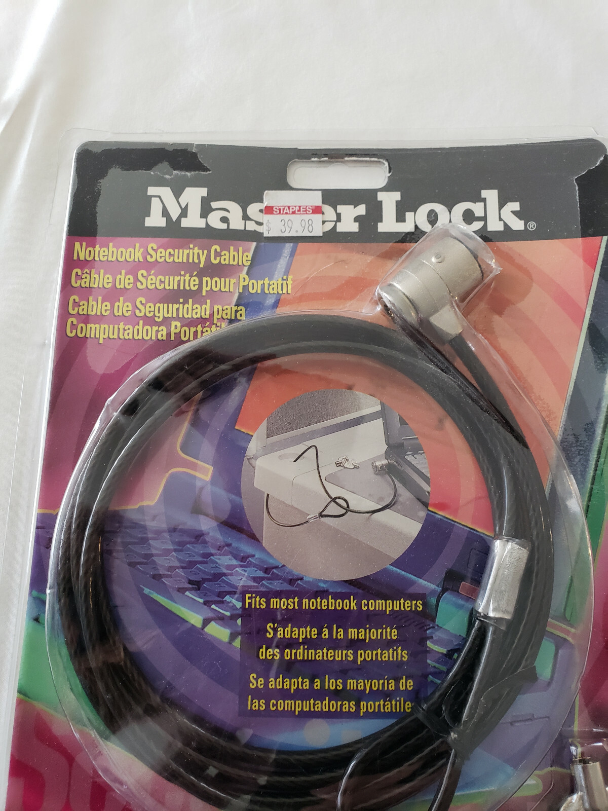 Master Lock Notebook Security Cable Fits Most Notebook Computers Old Stock