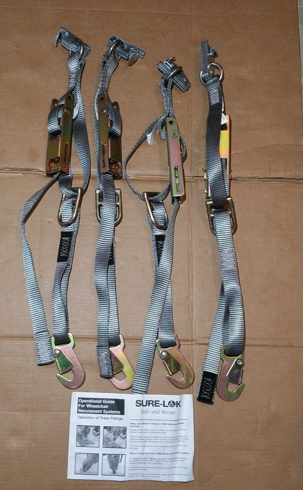 Sure-Lok FE510 Kit Wheelchair Belt Restraint Tie- Down Snap-Hook D-Ring A-Track