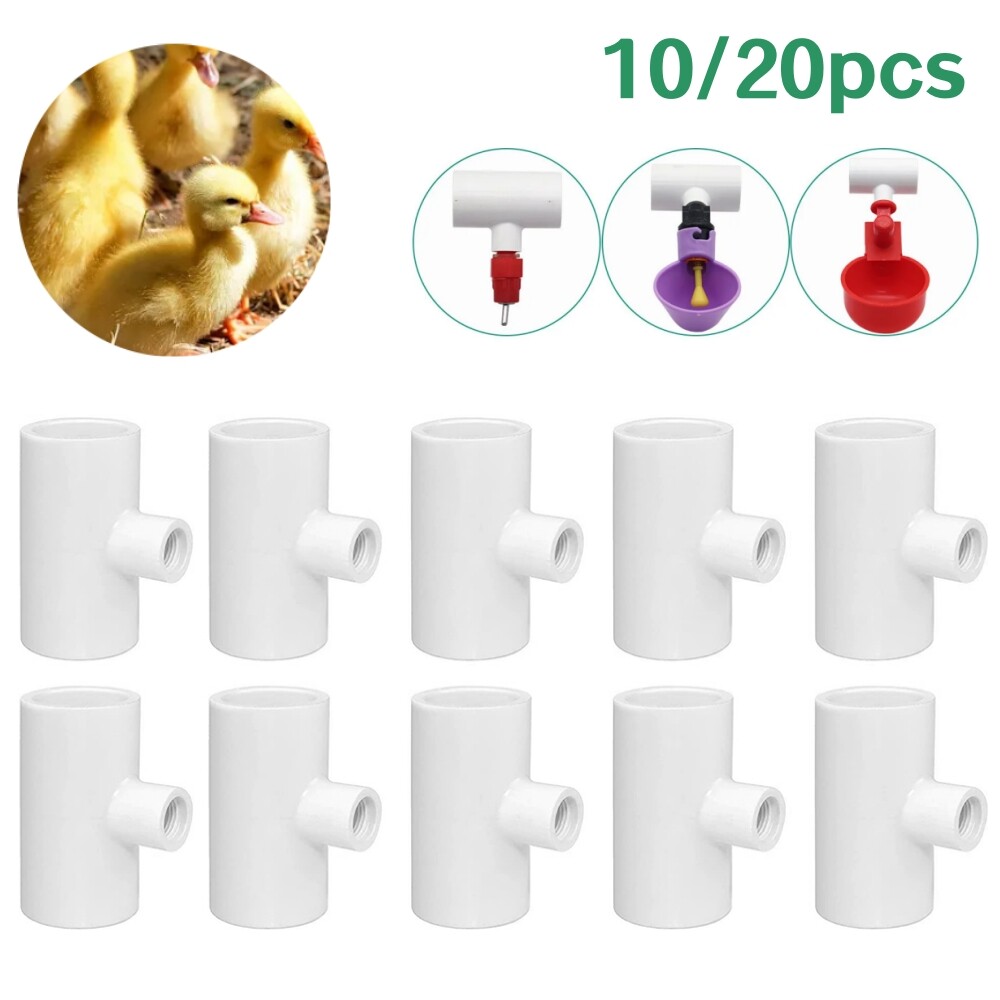 1/2" PVC Tee Automatic Poultry Waterer Drinker Cups Chicken Water Nipples