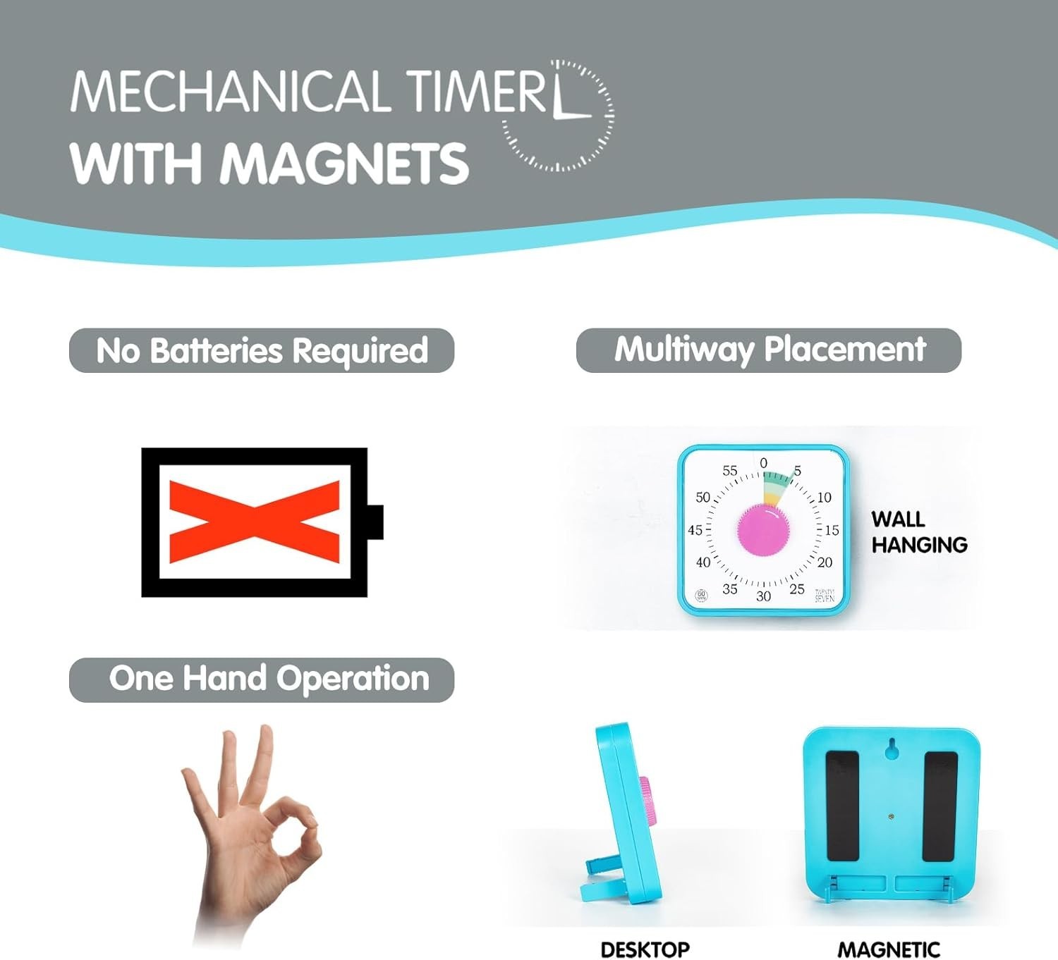 Countdown Timer 7.5 inch; 60 Minute 1 Hour Visual Timer – Classroom Teaching ...