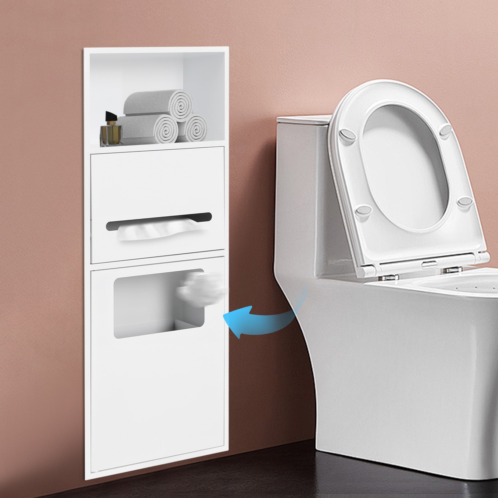 Shower Bathroom Trash Can In-wall Trash Bin Cabinet Toilet Storage Cabinet