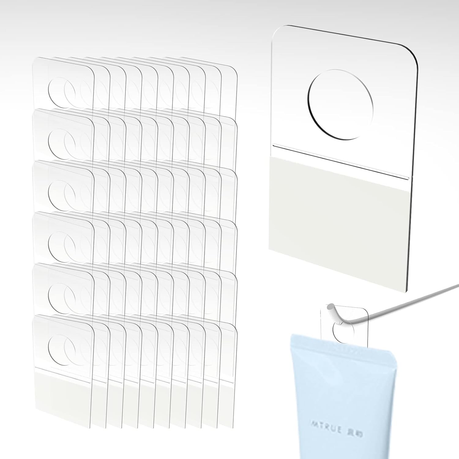 500pcs Self Adhesive Tabs Tags Hooks Clear Sticky Hang Tab Plastic Hangers fo