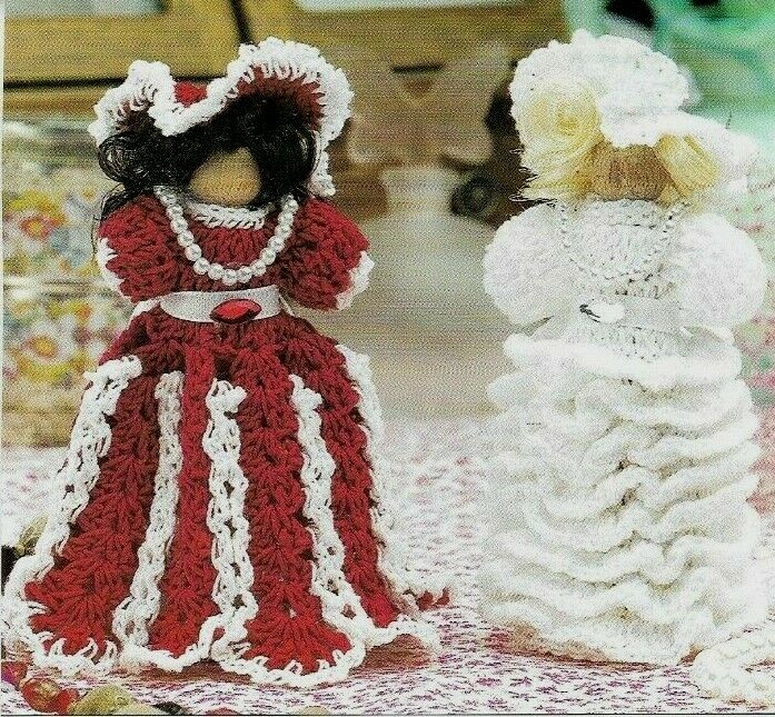2 CLOTHESPIN DOLLS HOME DECOR DIGEST SIZE CROCHET PATTERN INSTRUCTIONS