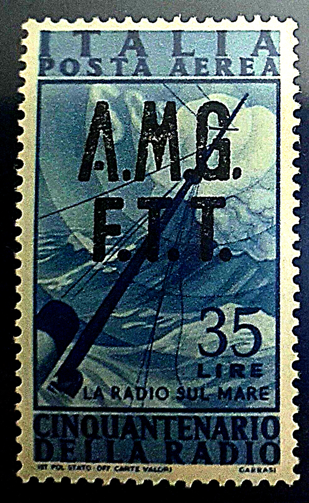 Italy 1947 Trieste - (AMG FTT ) 35 lire Dark Blue Sass#11aa  MNH Scares Variety