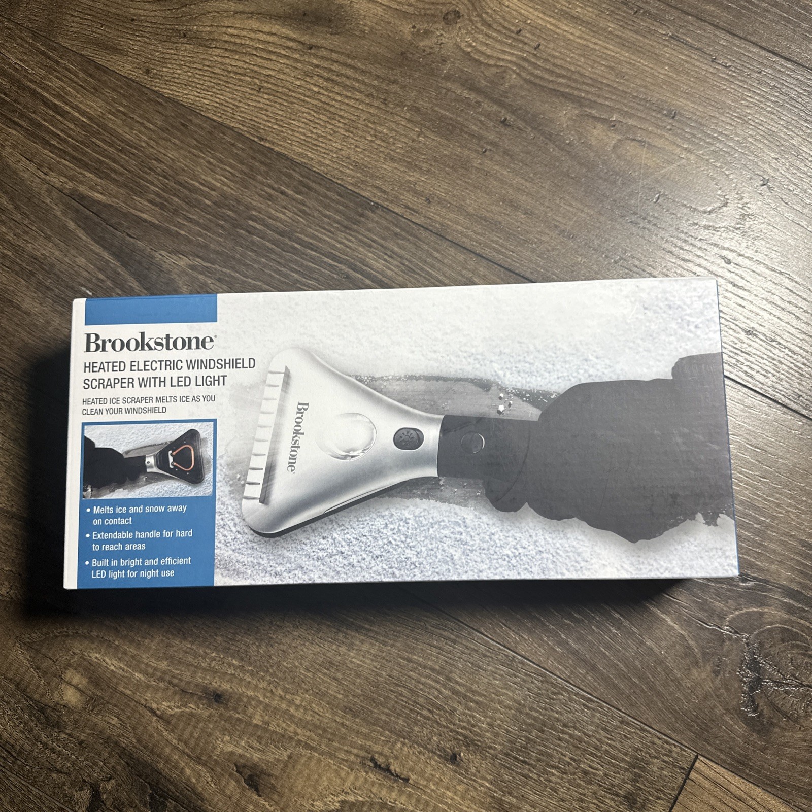 Brookstone Heated Electric Windshield Scraper with LED Light - Snow Ice Melter