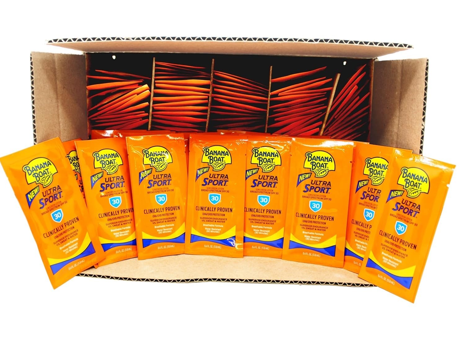 Banana Boat Sport Sunscreen, SPF 30 Lotion, Travel Packets, 0.4 Oz (200 Packs)