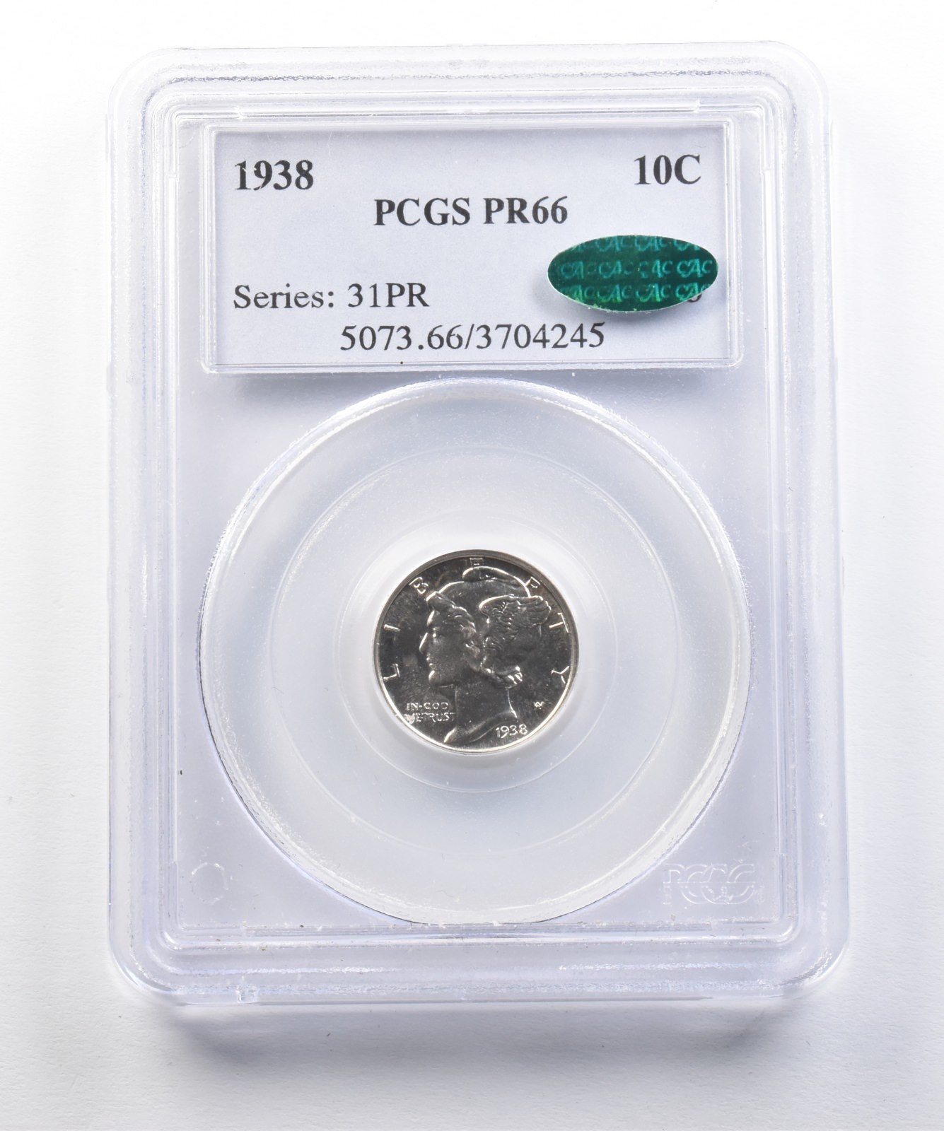 1938 Mercury Dime PR66 PCGS CAC *5037