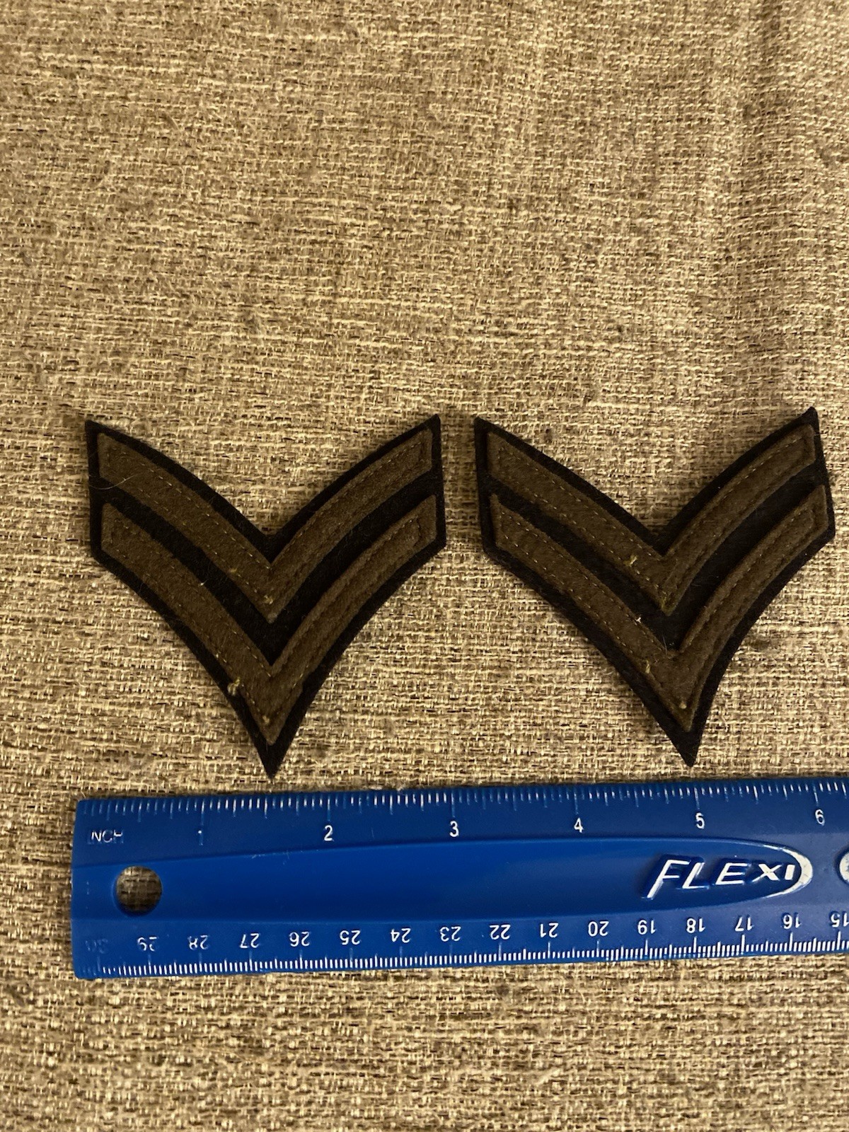 Pair Of WWII Army Multi Piece Felt Corporal Enlisted Rank Patches INV16026