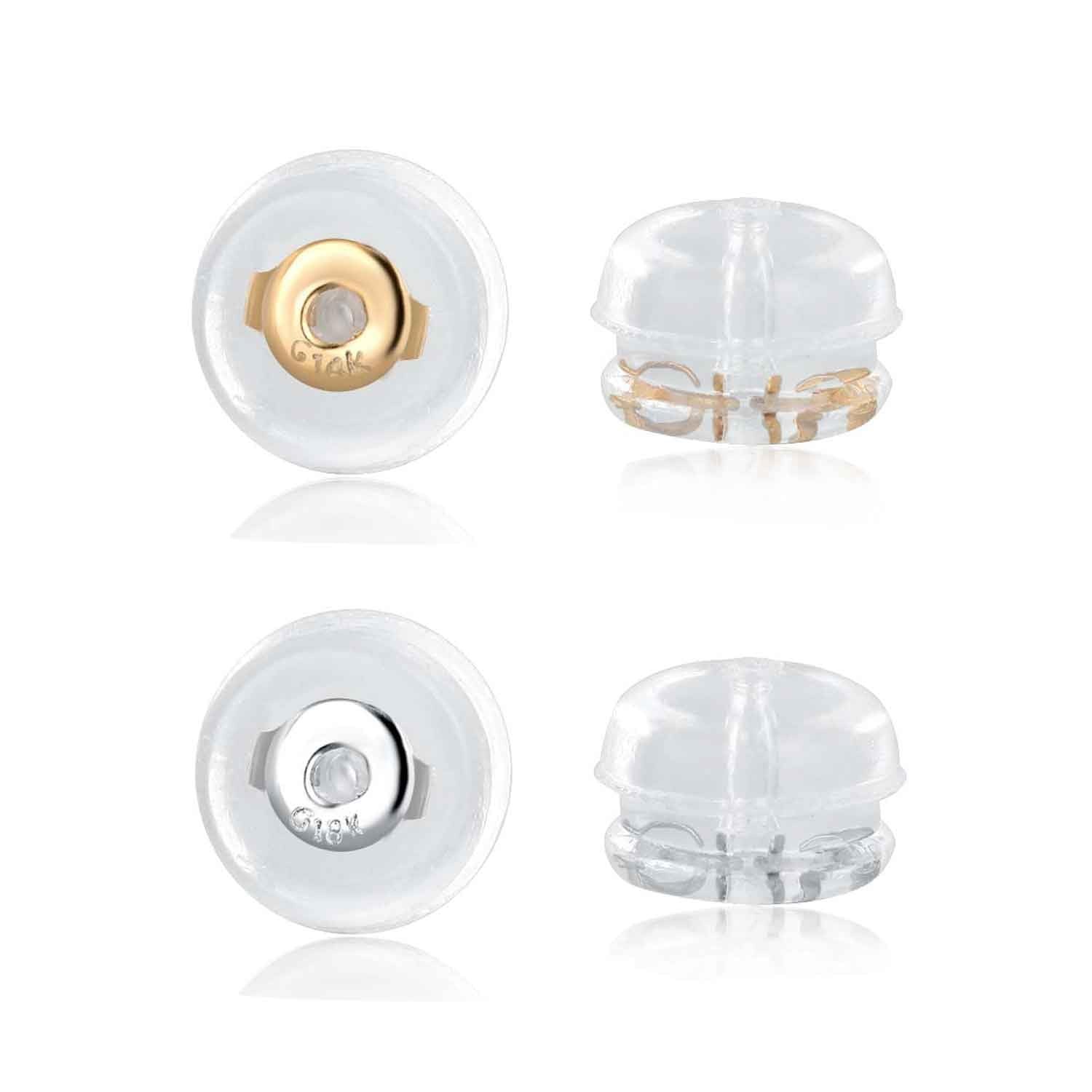 2 Pairs Silicone Earring Backs for Studs Replacement,14K G-white/gold-2 pairs