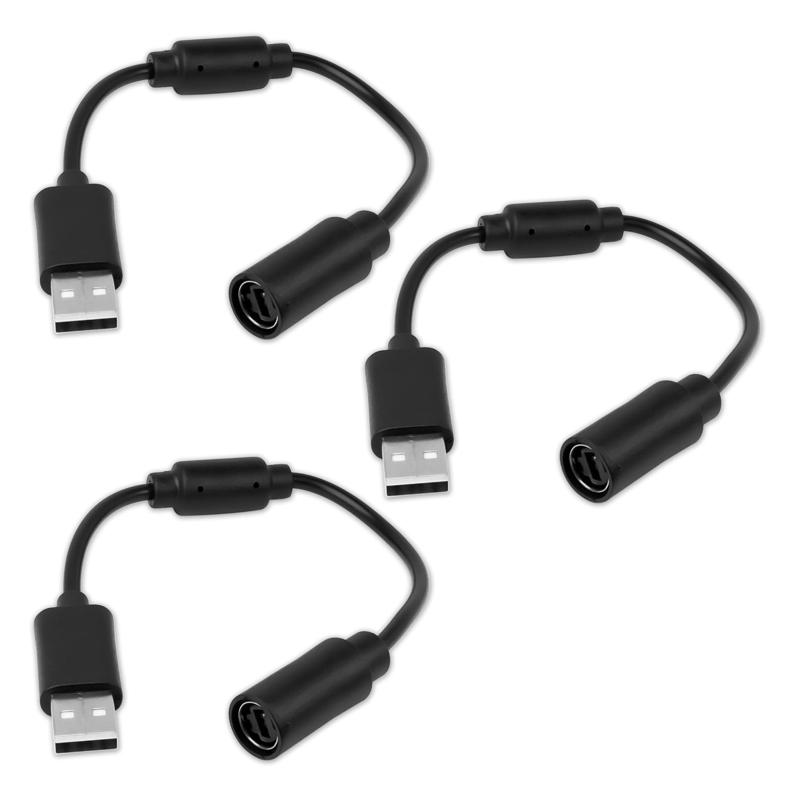 USB Breakaway Cable for Xbox 360, Rocksmith Real Tone Cable, 3-PACK, Black
