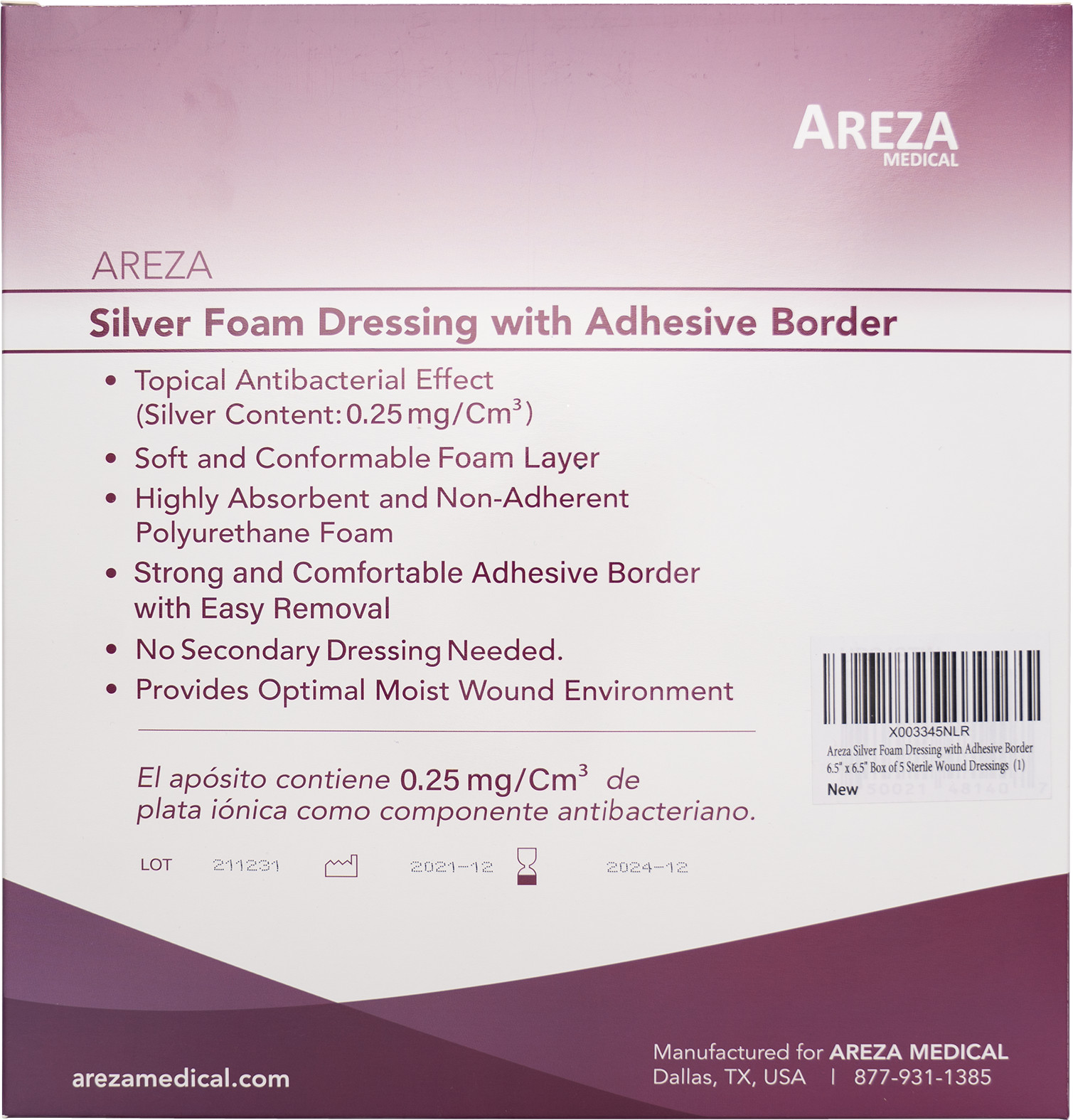 Silver Foam Dressing with Adhesive Border Sterile (Two Sizes Available)