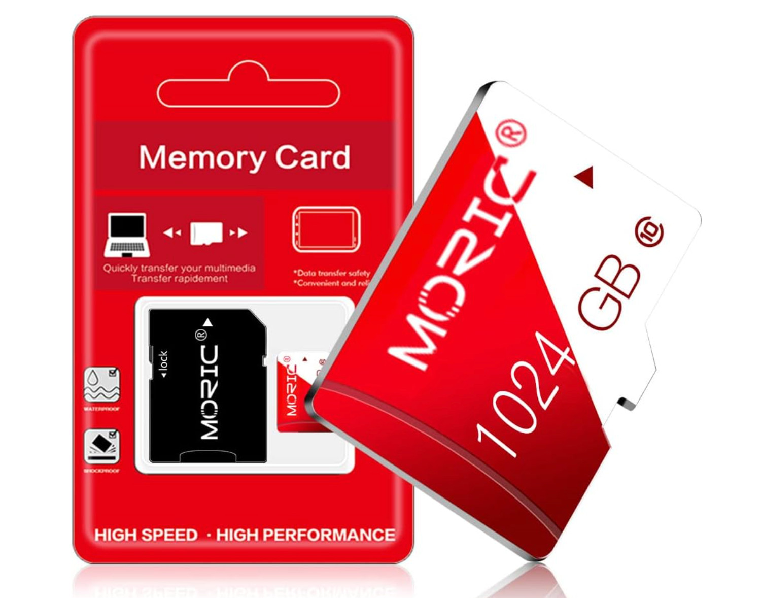 MORIC 1TB Micro SD / SD Card Memory Card Waterproof Class 10 High Speed Ultra