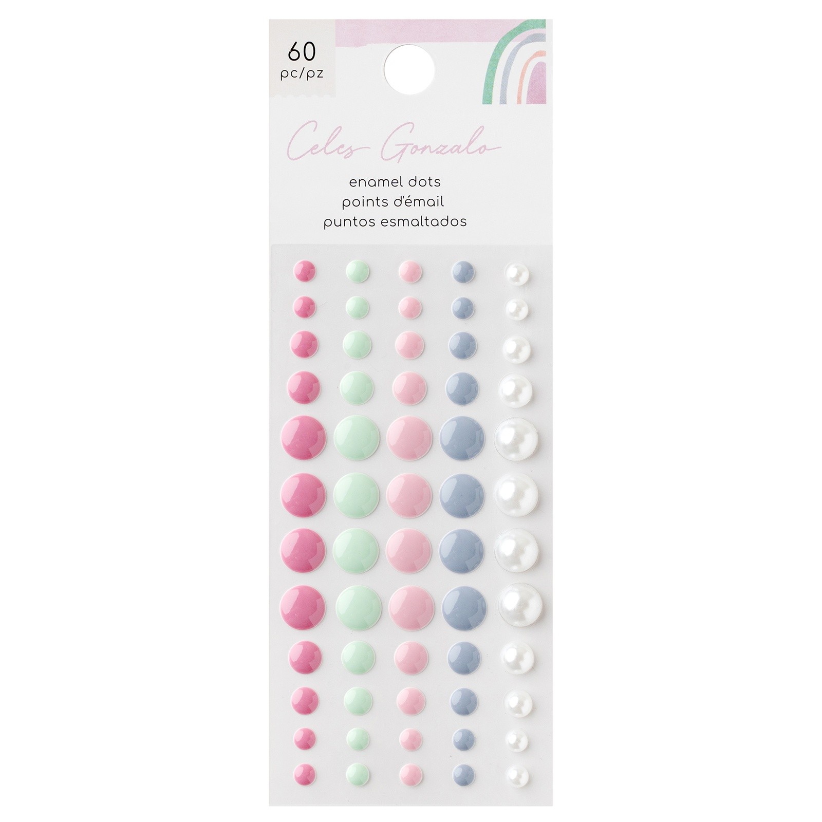 American Crafts Rainbow Avenue Enamel Dots 60/Pkg-Iridescent Glitter - 3 Pack